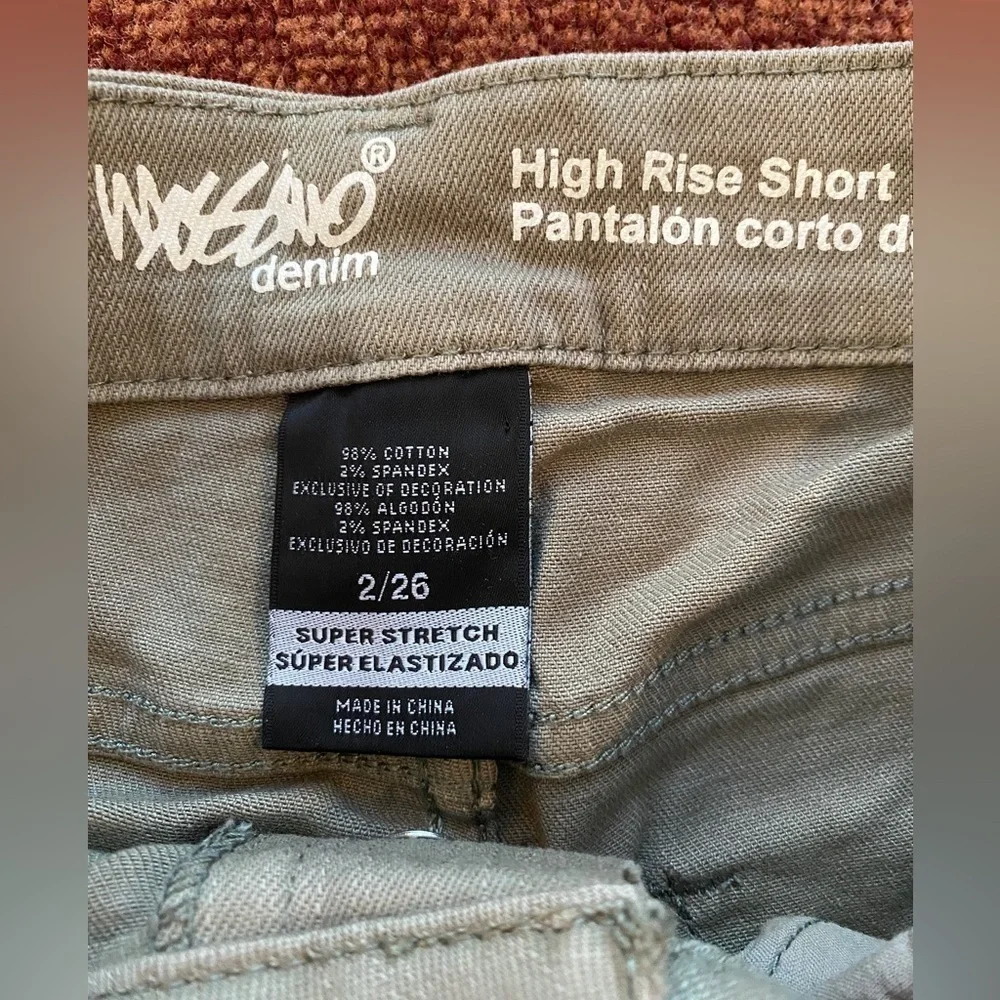 Crochet Detail High Rise Stretch Cotton Button Fly Jean Shorts